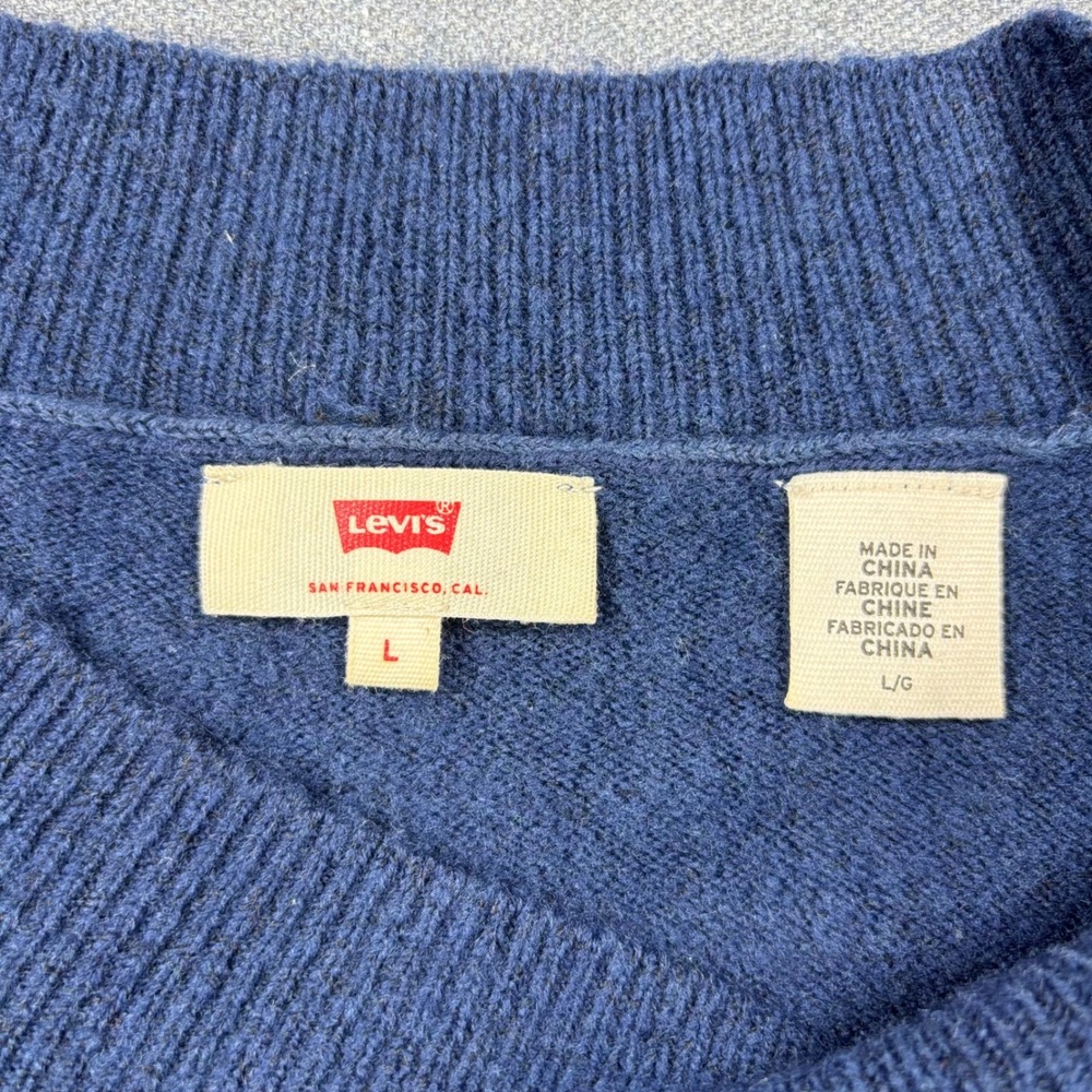 Levi's Sweater Women L Blue Rainbow Stripe Sleeve Crewneck Oversized Pullover - Picture 3 of 6
